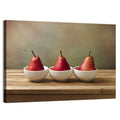 Three Red Pears in Bowls Wall Art
