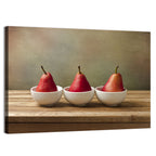 Three Red Pears in Bowls Wall Art