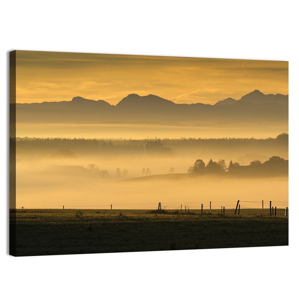 Bavarian Alps Morning Haze Wall Art, canvas print, landscape