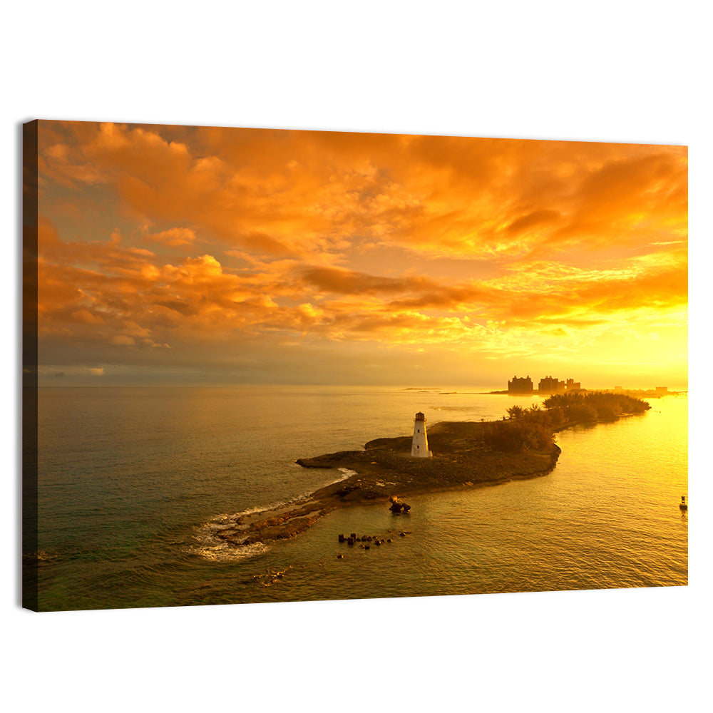 Nassau Lighthouse at Golden Hour Wall Art, canvas print, landscape