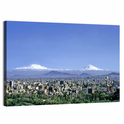 Mexico City Skyline with Volcanoes Wall Art