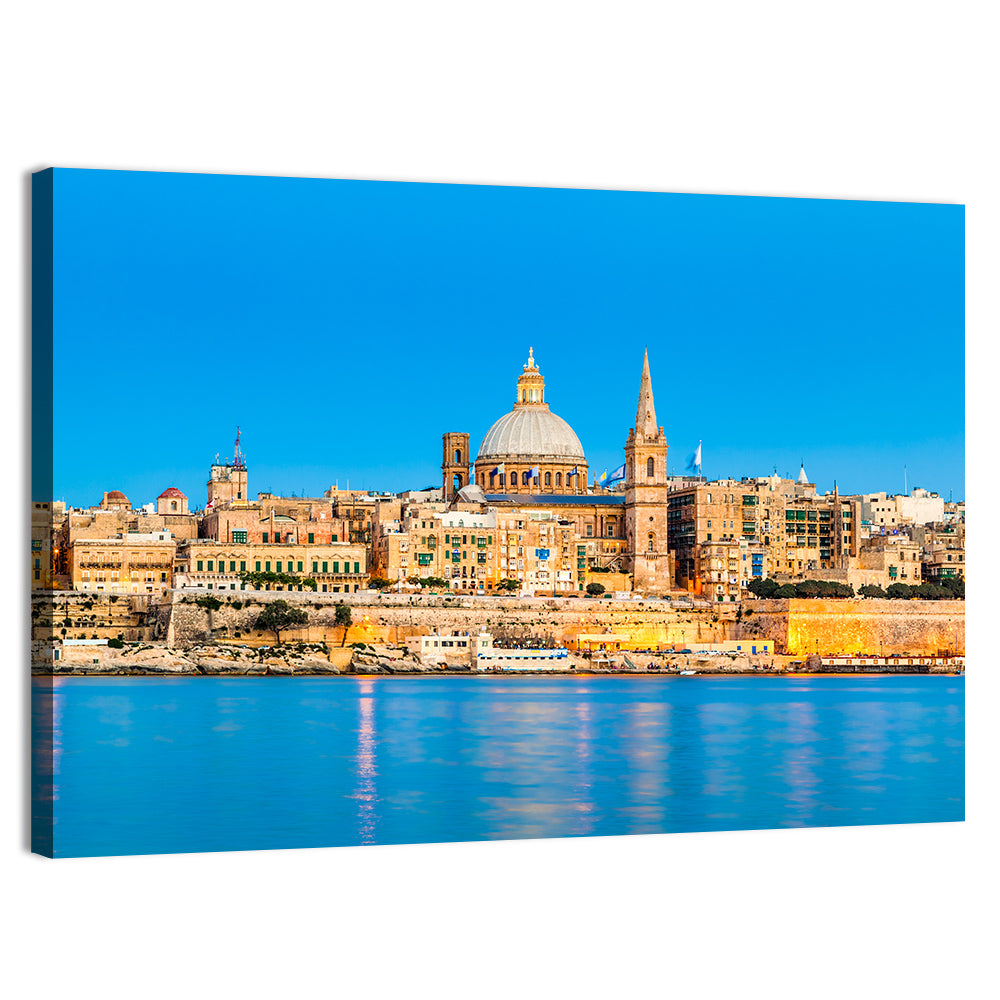 Valletta Waterfront Skyline Wall Art, canvas print, landscape