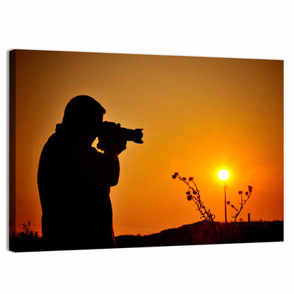 Golden Hour Photographer Silhouette Wall Art