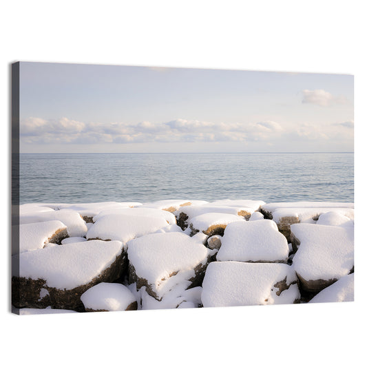 Lake Ontario Snowy Rocks Wall Art