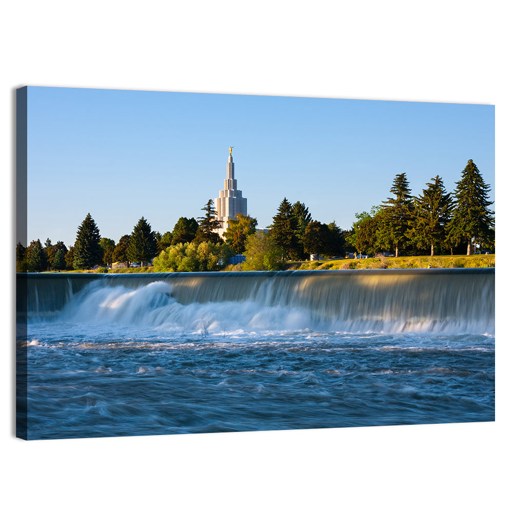 Idaho Falls Temple and Waterfall Wall Art