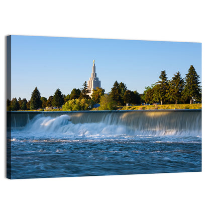 Idaho Falls Temple and Waterfall Wall Art