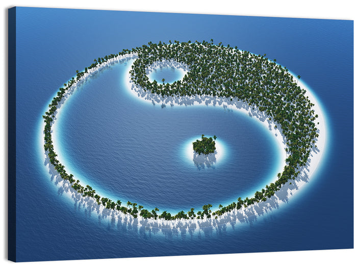 Yin Yang Tropical Island Aerial Wall Art as a canvas print