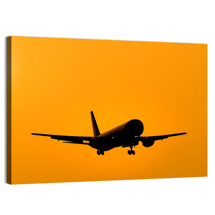 Golden Hour Airliner Silhouette Wall Art as a canvas print