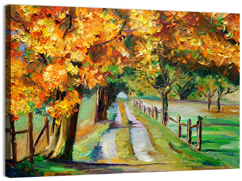 Maple-lined Country Road Wall Art