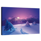 Lavender Winter Mountain Illustration Wall Art