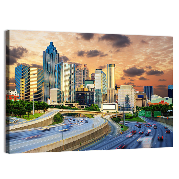 Atlanta Downtown Skyline Wall Art as a canvas print