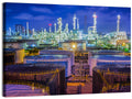 Illuminated Oil Refinery at Twilight Wall Art
