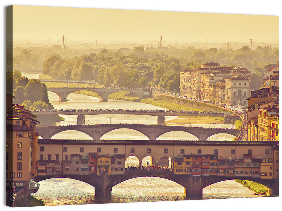 Ponte Vecchio at Golden Hour Wall Art, canvas print, landscape