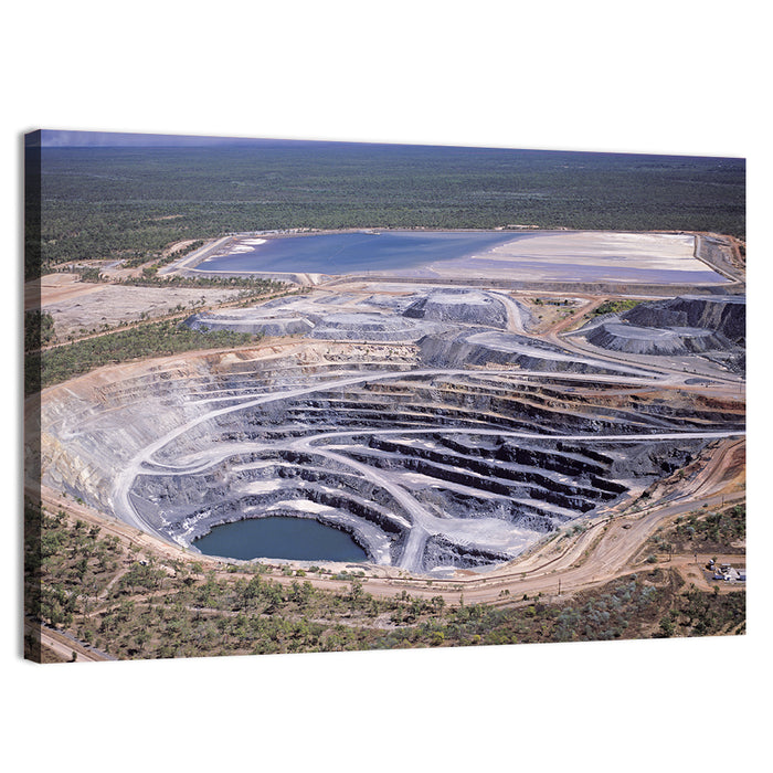 Aerial Open Pit Uranium Mine Wall Art as a canvas print