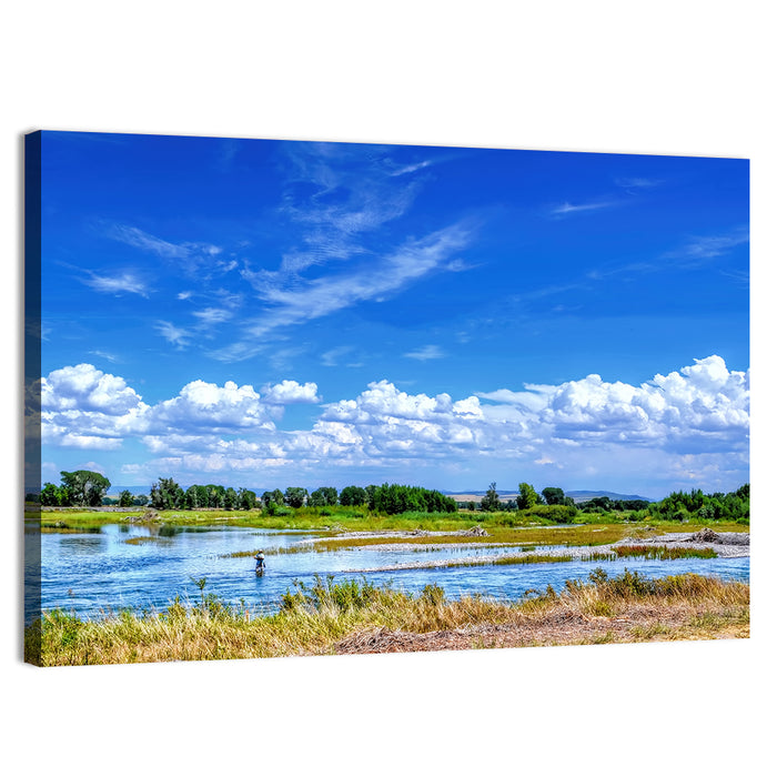 Snake River Fly Fishing, Idaho Wall Art as a canvas print