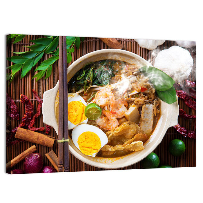 Malaysian Prawn Mee Bowl Wall Art as a canvas print
