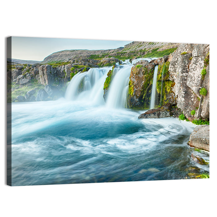 Dynjandi Waterfall Mist and Moss Wall Art as a canvas print