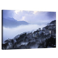 Misty Hillside Town Wall Art