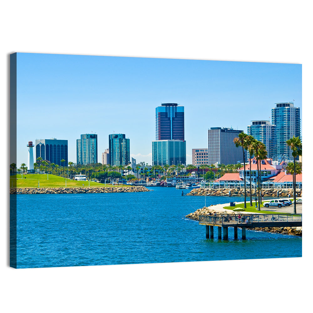 Long Beach Rainbow Harbor Skyline Wall Art