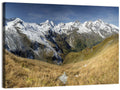 Crisp Alpine Valley with Snow-capped Peaks Wall Art