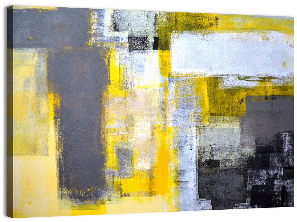Yellow and Gray Color Block Abstract Wall Art, canvas print, landscape