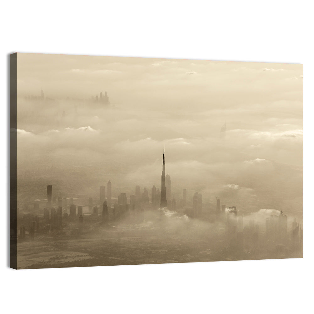 Dubai Haze Over Burj Khalifa Wall Art