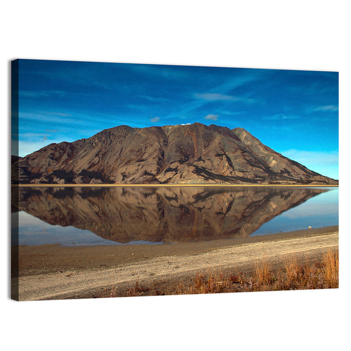 Rocky Peak Reflection, Kluane Lake Wall Art as a canvas print