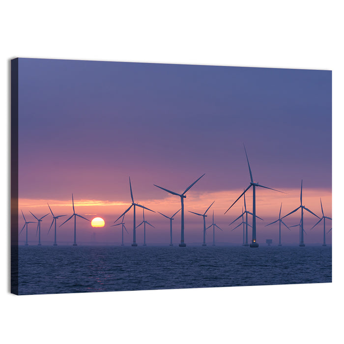 Twilight Offshore Wind Farm Wall Art as a canvas print