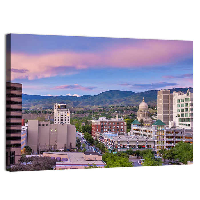 Boise Downtown at Golden Hour Wall Art as a canvas print