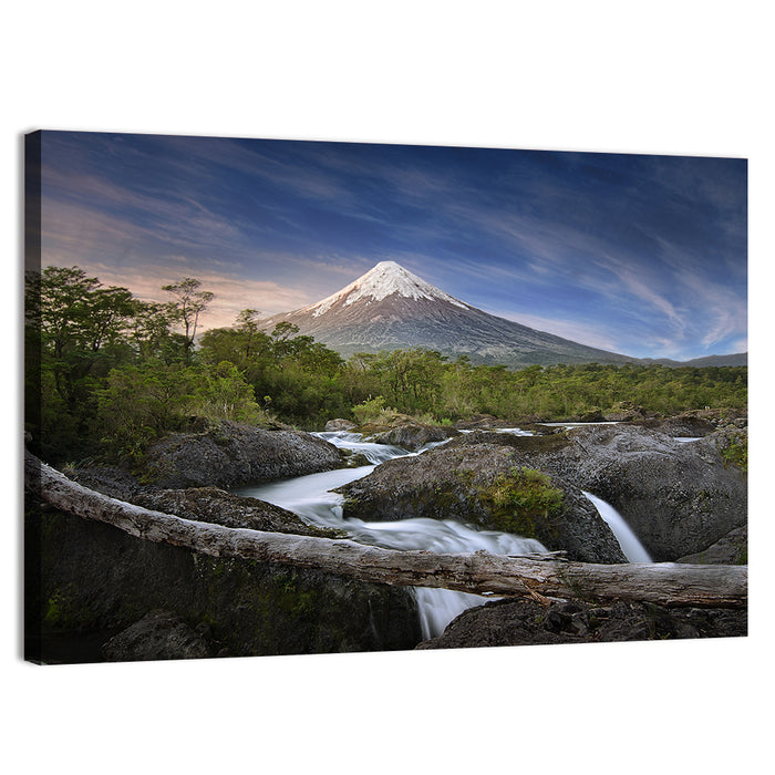 Osorno Volcano at Petrohue Falls Wall Art as a canvas print