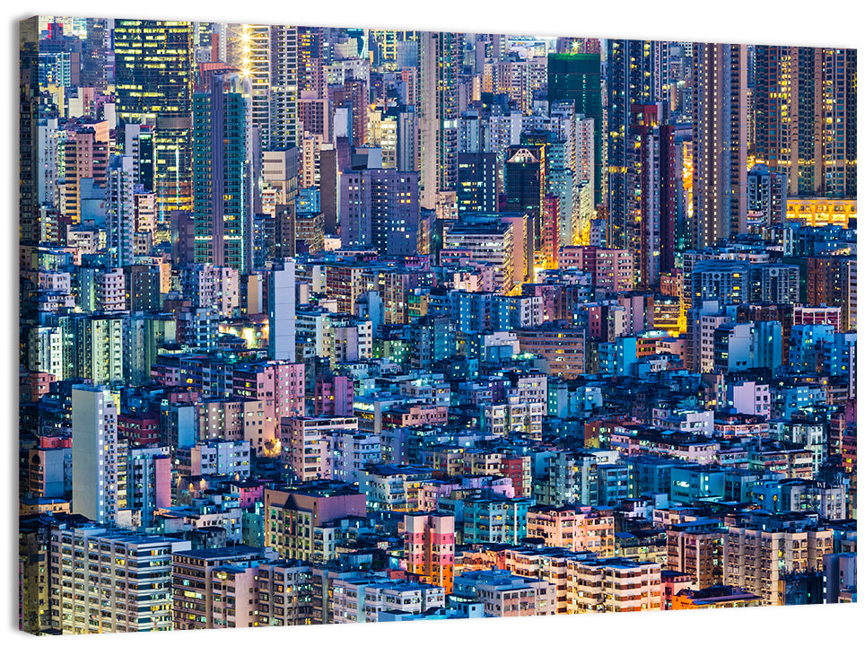 Hong Kong Night Cityscape from Above Wall Art, canvas print, landscape