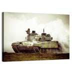 Camouflaged Battle Tank in Smoke Wall Art