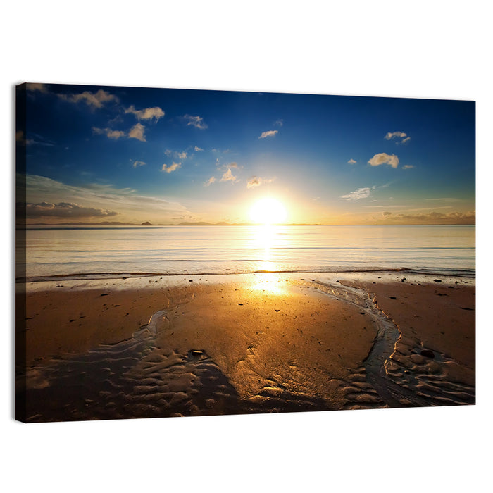Sunrise Over Rippling Sand Wall Art as a canvas print