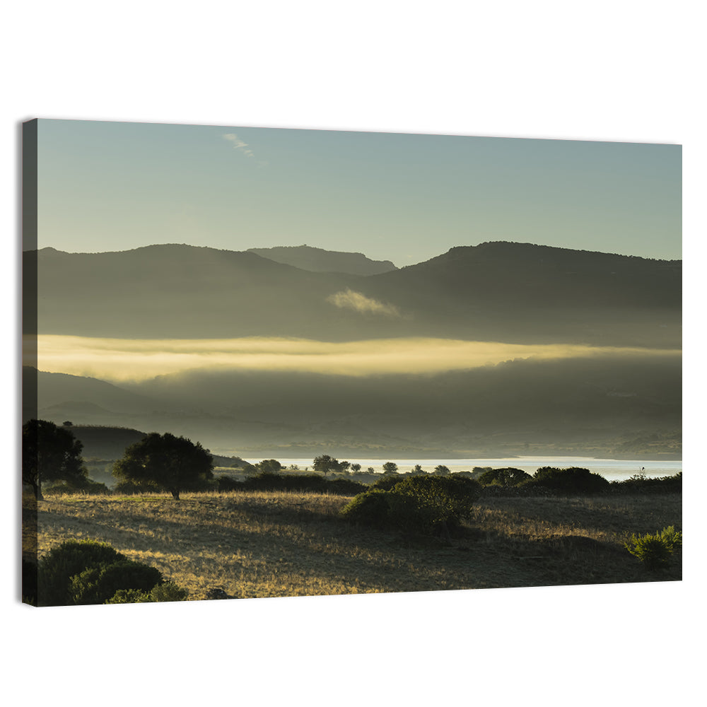 Lake Omodeo Morning Mist Wall Art
