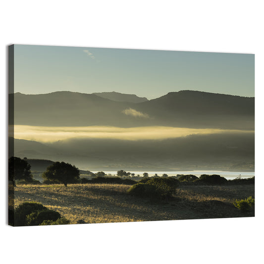 Lake Omodeo Morning Mist Wall Art