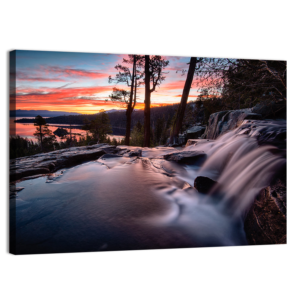 Waterfall Near Lake Tahoe Wall Art, canvas print, landscape