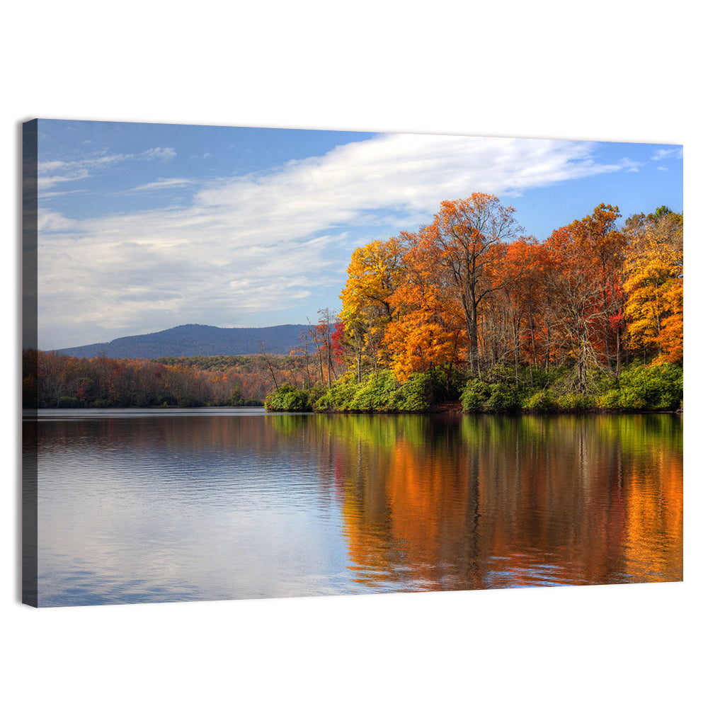 Autumn Lake with Mountain Reflection Wall Art