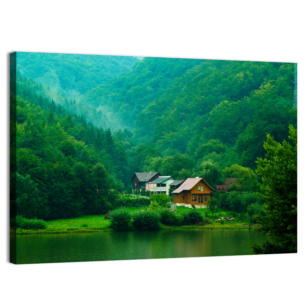 Mist Over Lake Tarnita Wall Art, canvas print, landscape