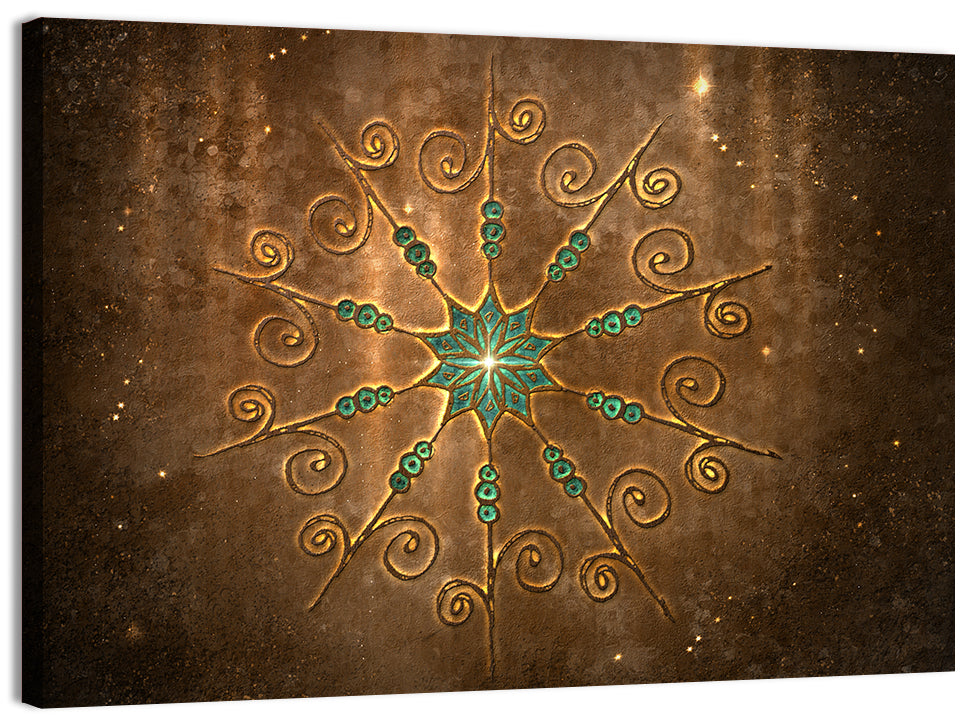 Celestial Twelve-point Mandala Star Wall Art, canvas print, landscape
