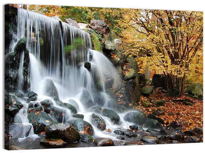Autumn Waterfall at Sonsbeek Park Wall Art as a canvas print