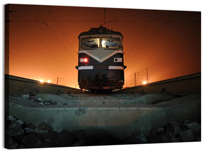 Cinematic Night Electric Locomotive Wall Art