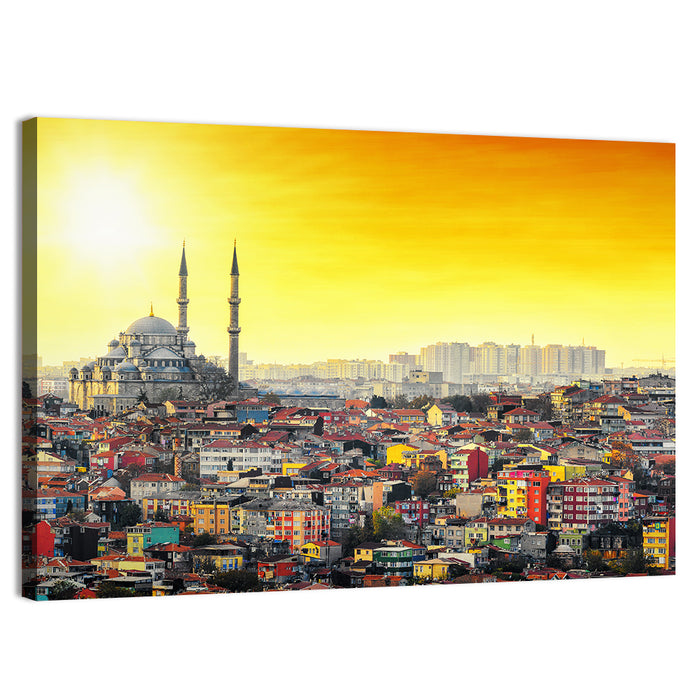 Fatih Mosque at Sunset Wall Art as a canvas print
