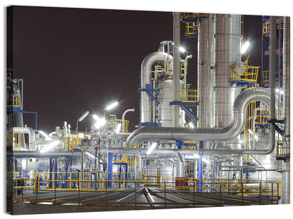 Night Refinery Pipes and Towers Wall Art