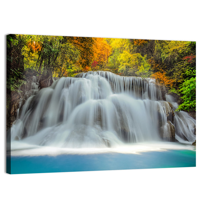 Erawan Falls Cascade Wall Art as a canvas print