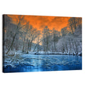 Sunset Over Winter Forest Lake Wall Art