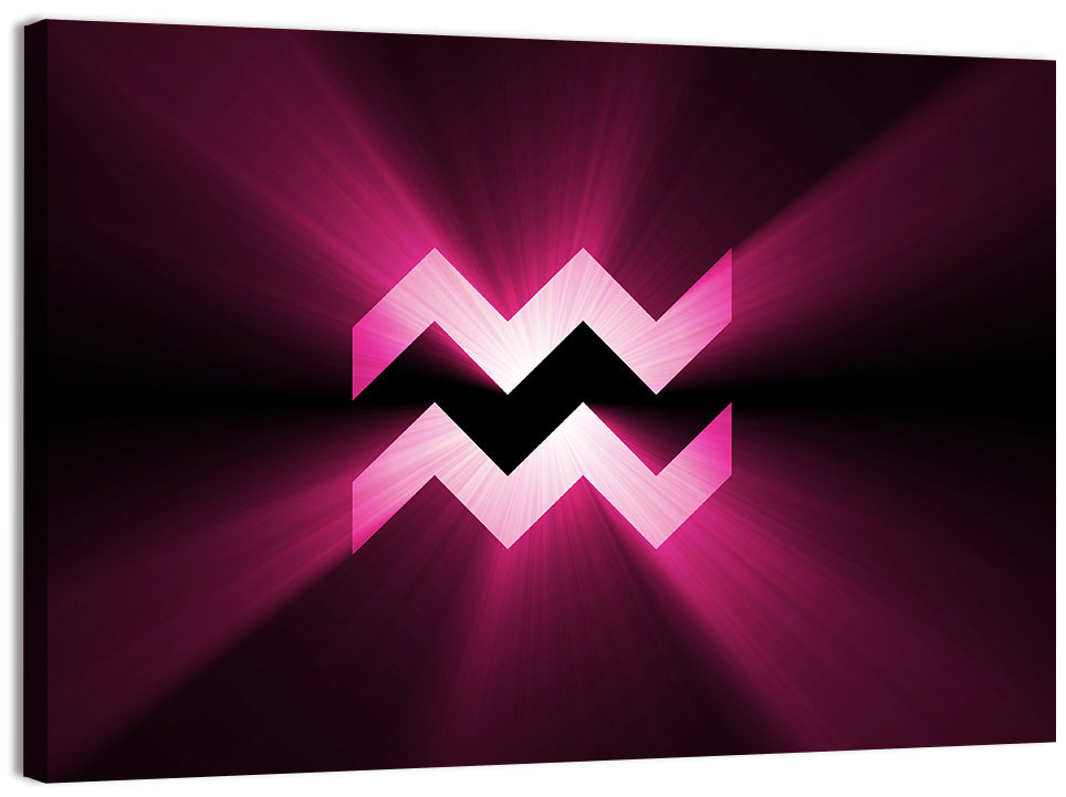 Magenta Aquarius Symbol Wall Art