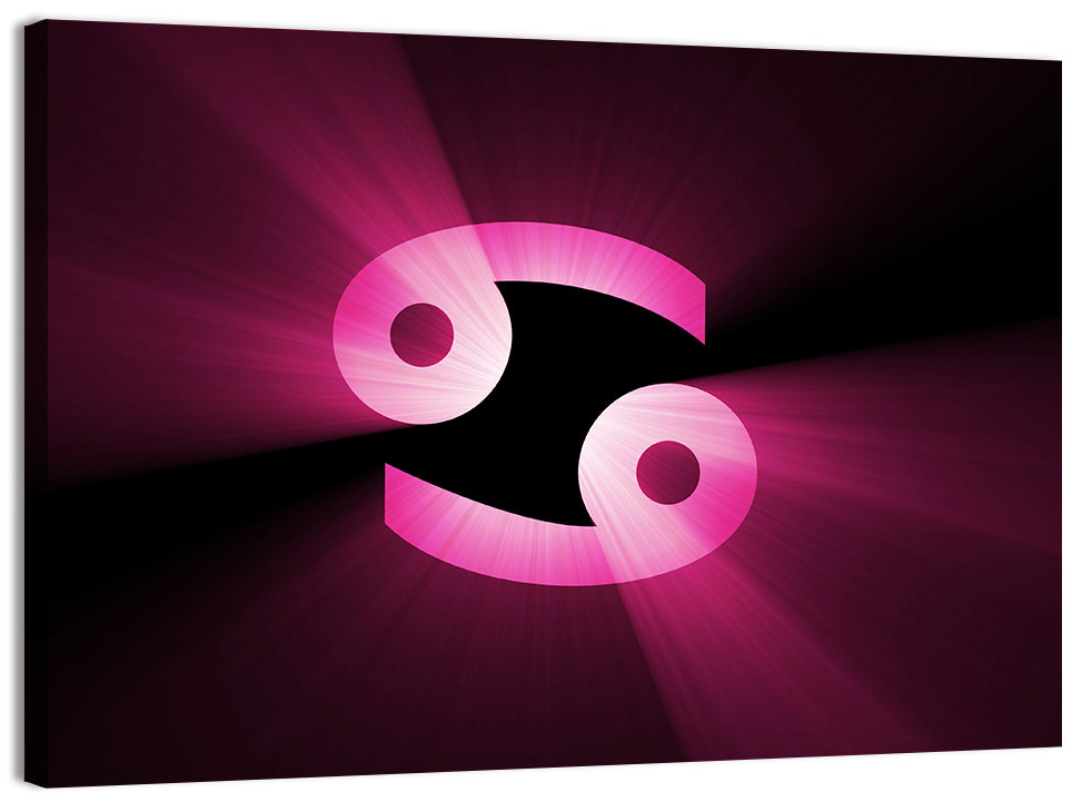 Glowing Pink Cancer Symbol Wall Art