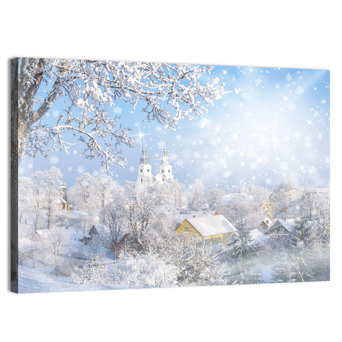 Frosted Village Wall Art as a canvas print