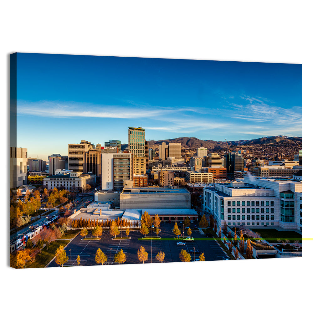 Salt Lake City Skyline at Golden Hour Wall Art