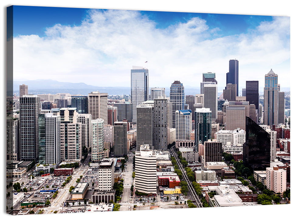 Aerial Seattle Skyline Cityscape Wall Art
